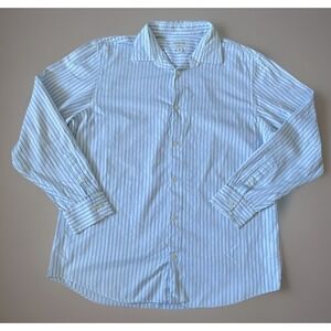 Banana Republic Button Down Shirt White Blue Stripes Classic Fit XL JBHS